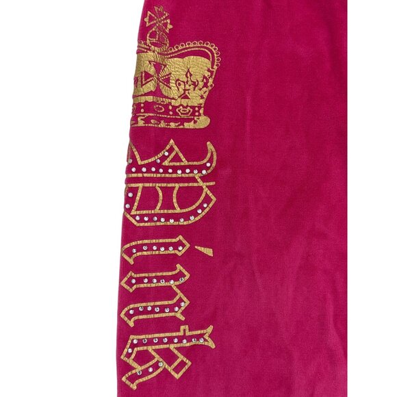 Vtg Y2K Juicy Couture Pink Velour Rhinestone Track Pants | Barbiecore McBling S - Picture 13 of 16